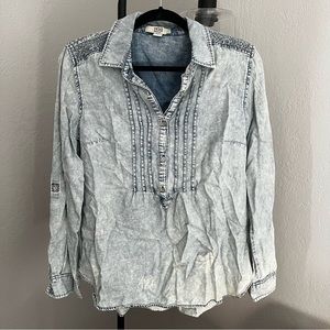 Soft Denim Long Sleeve with Embroidery Detail